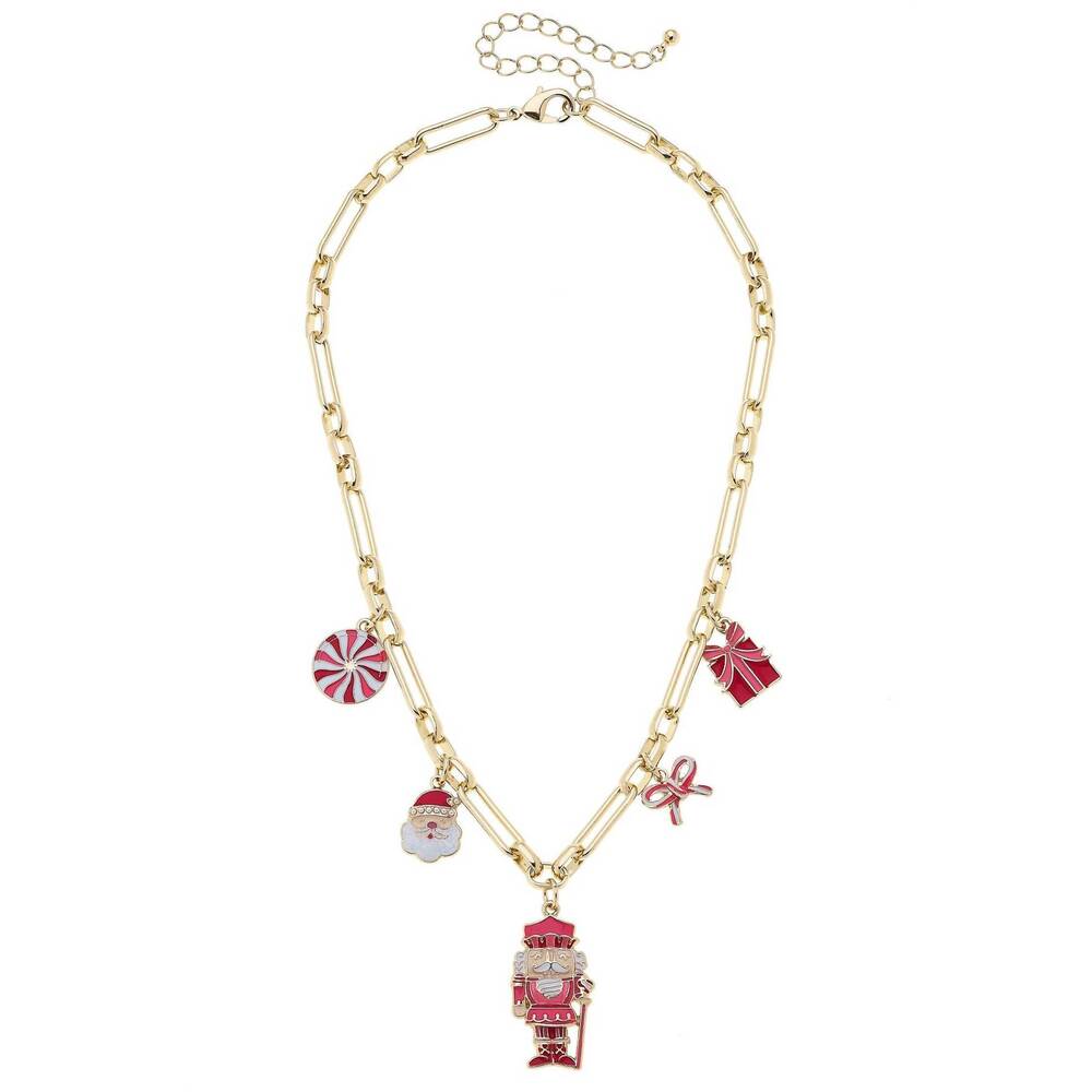 NEW CANVAS STYLE women's christmas cheer enamel charm necklace in red pink white